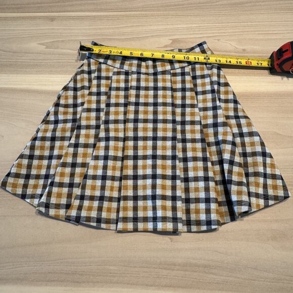 NWT Free People Honey Gold Plaid Printed Mini Skirt Women's 0 - Picture 7 of 8